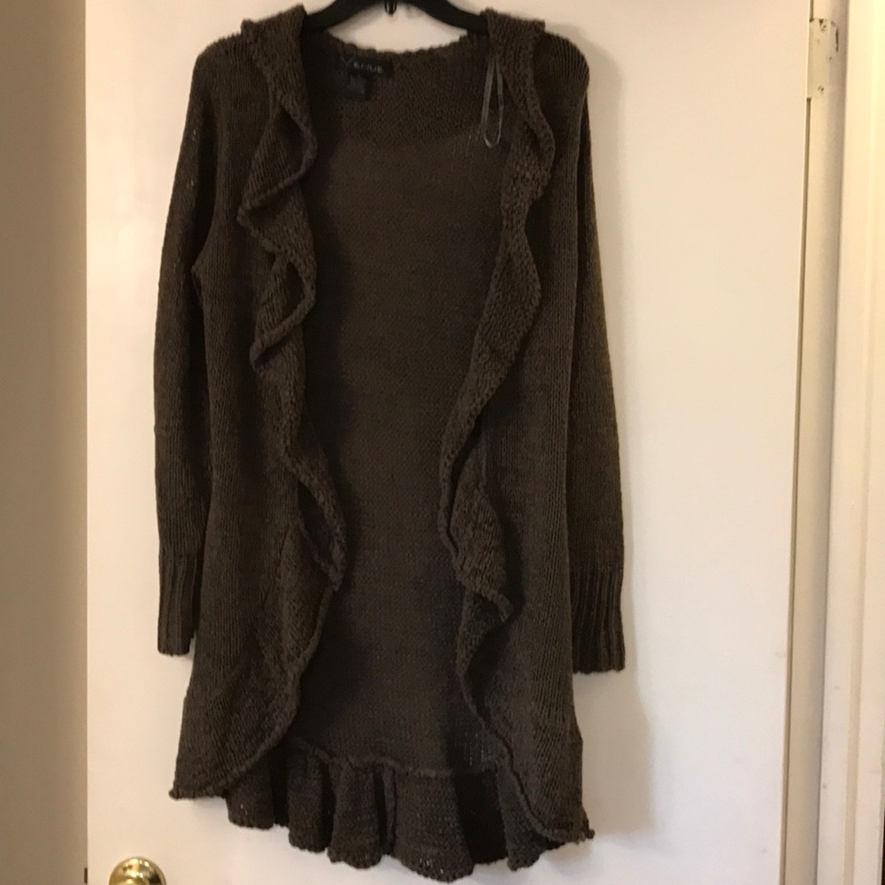 Long Sweater with Ruffled Edges